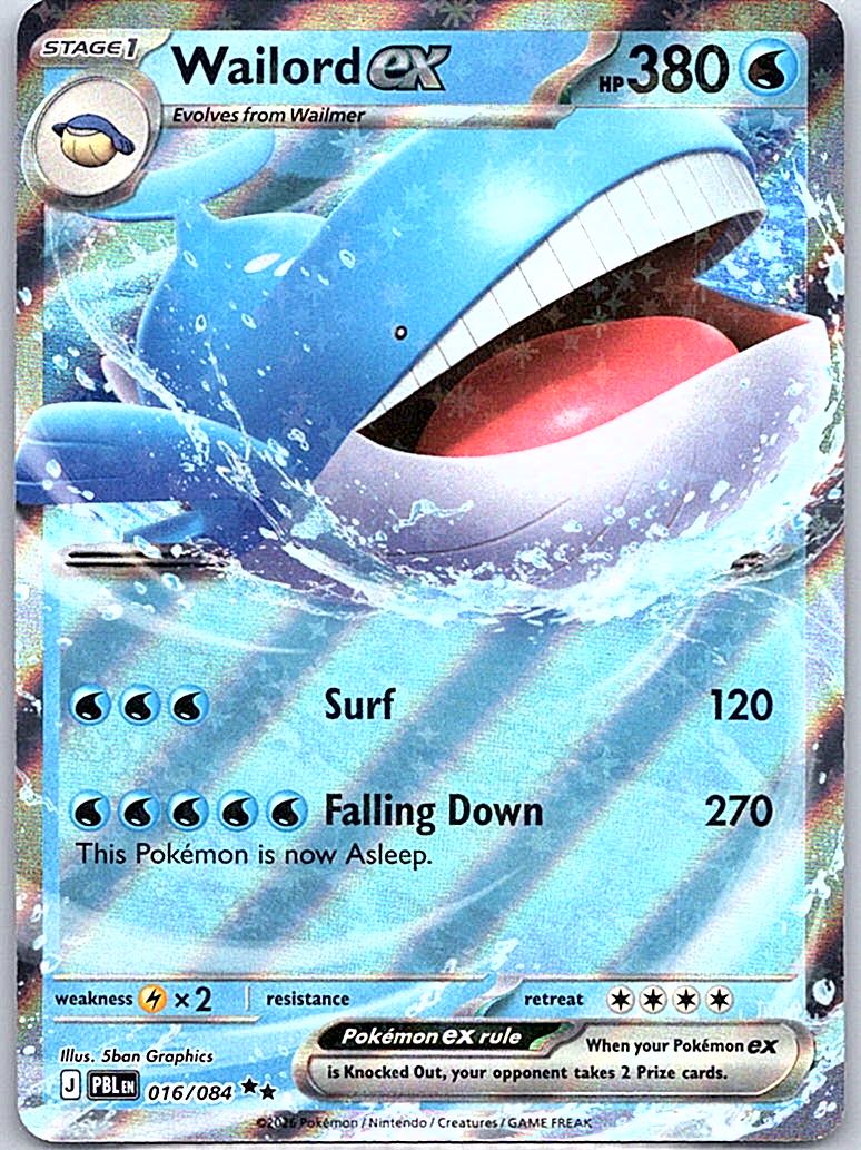 Wailord ex 016/084 Double Rare Pokemon Pitch Black 2026 NM