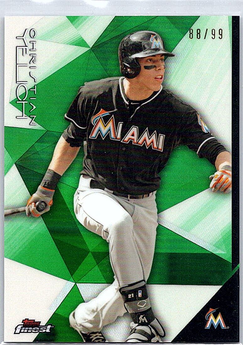 2015 Finest - Green Refractor Christian Yelich #2 SN99 front