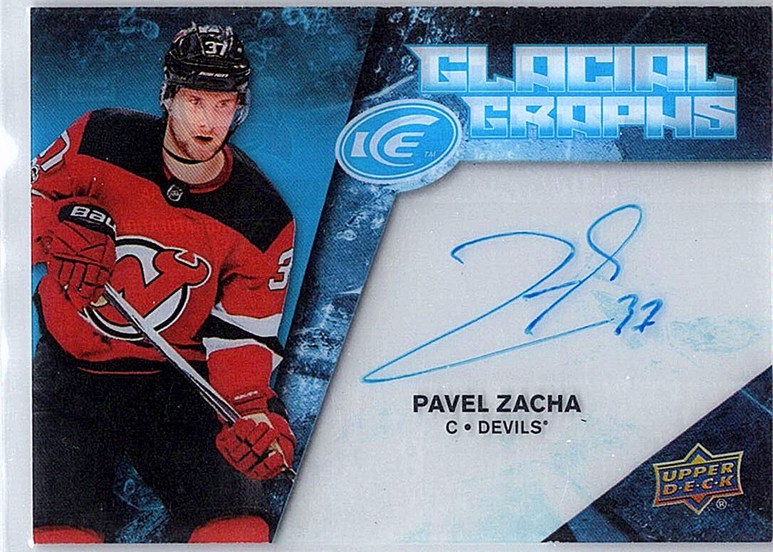 2017-18 Upper Deck Ice - Glacial Graphs Pavel Zacha #GG-PZ AU front