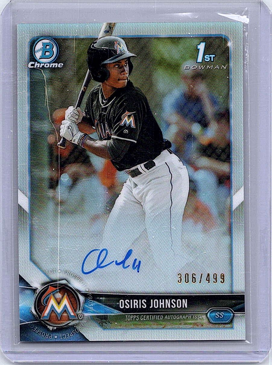 2018 Bowman Draft - Chrome Draft Pick Autographs Refractor Osiris Johnson #CDA-OJ AU, SN499 front