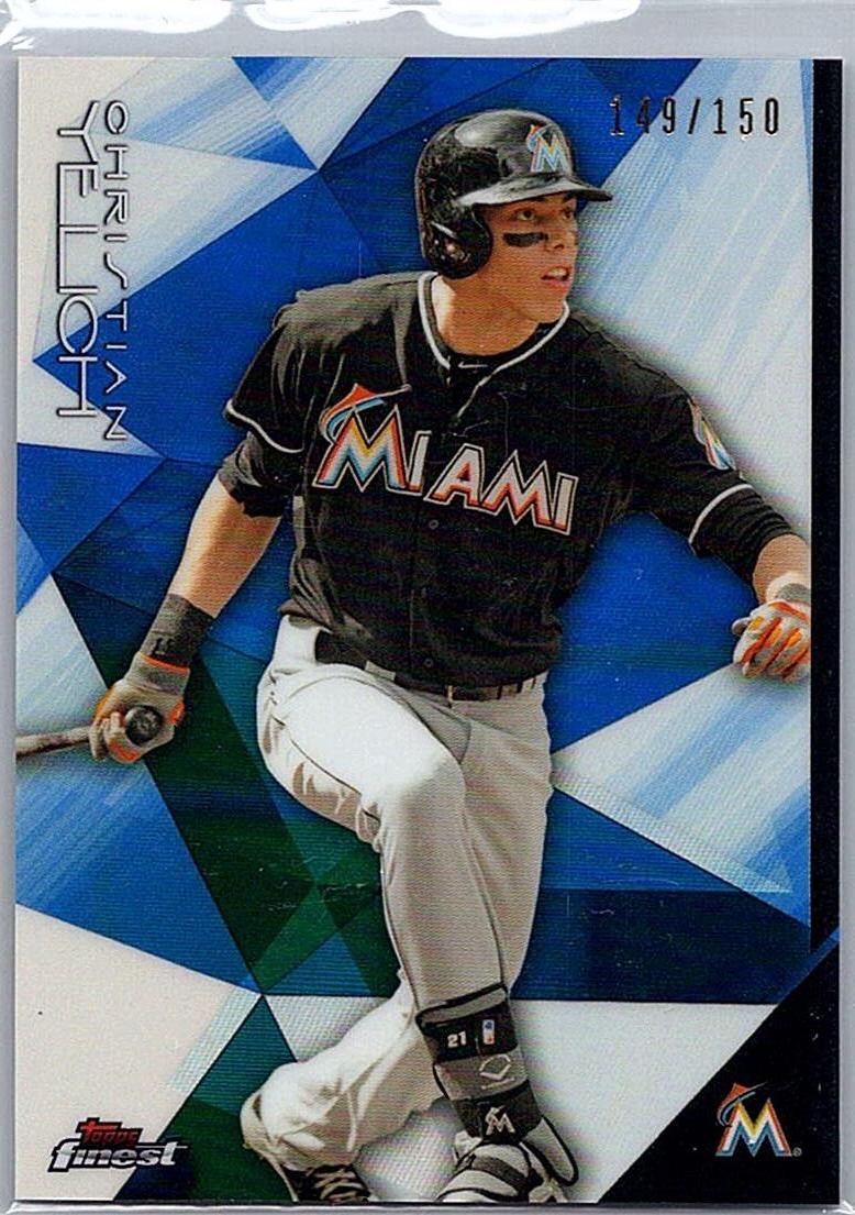 2015 Finest - Blue Refractor Christian Yelich #2 SN150 front