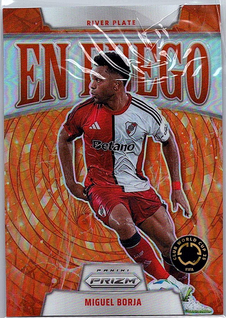2025 Panini Prizm FIFA Club World Cup - En Fuego Silver Prizms Miguel Borja #27 front