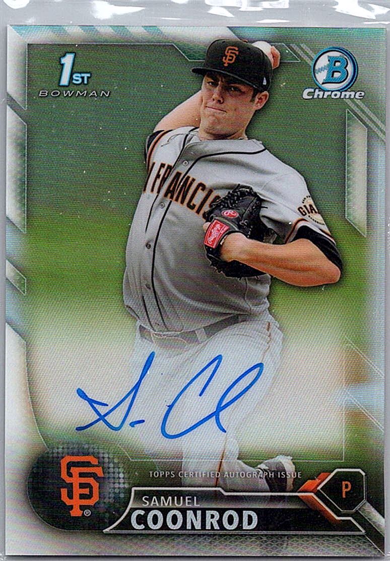 2016 Bowman - Chrome Prospect Autographs Refractor Samuel Coonrod #CPA-SC AU, SN499 front
