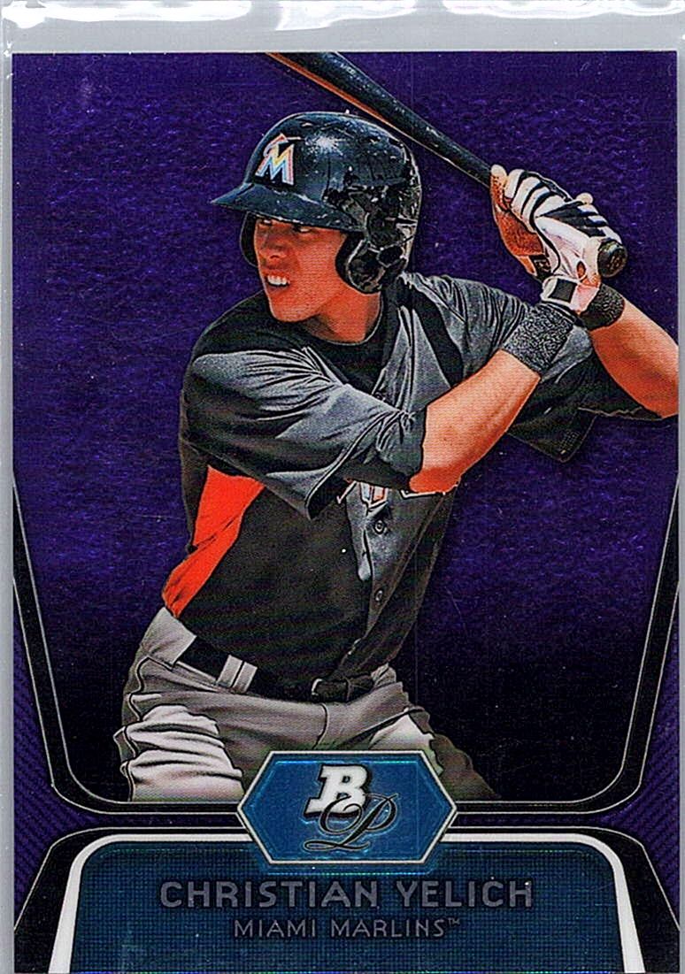2012 Bowman Platinum - Prospects Purple Refractors Christian Yelich #BPP49 front
