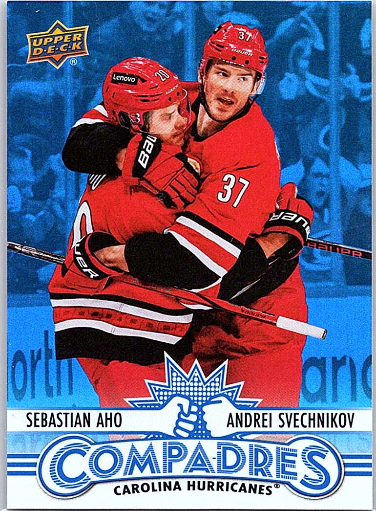 2025-26 Upper Deck - Compadres Sebastian Aho / Andrei Svechnikov #CM-9 front