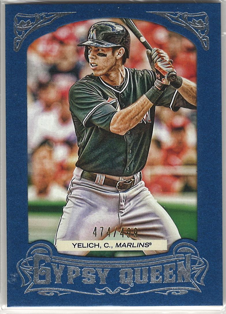 2014 Topps Gypsy Queen - Framed Blue Christian Yelich #141 SN499 front