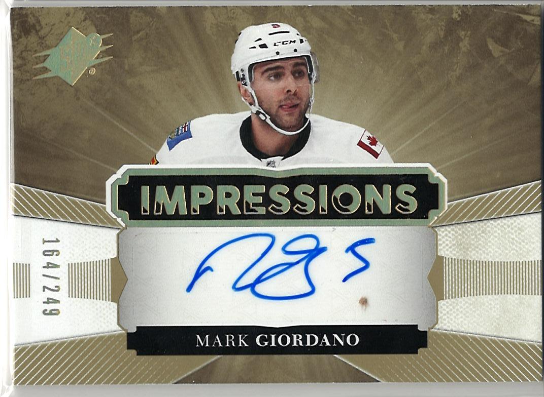 2017-18 SPx - Impressions Autographs Mark Giordano #IA-MG AU, SN249 front