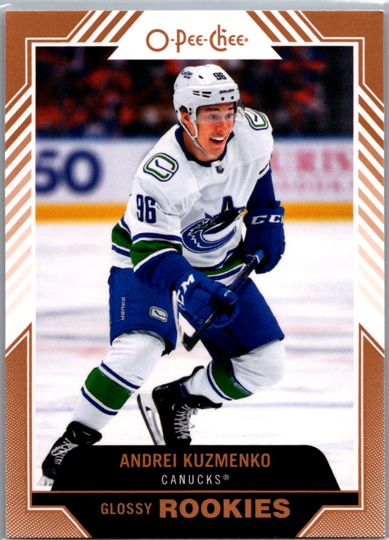 2022-23 Upper Deck - O-Pee-Chee Glossy Rookies Bronze Andrei Kuzmenko #R-12 front
