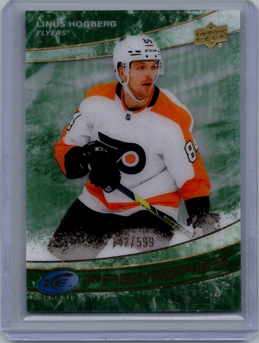 2022-23 Upper Deck Ice - Ice Premieres Green Linus Hogberg #190 SN599 front