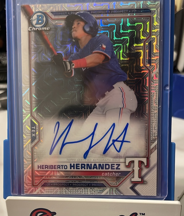 2021 Bowman - Chrome Prospect Autographs Mojo Refractor Heriberto Hernandez #BMA-HH AU front