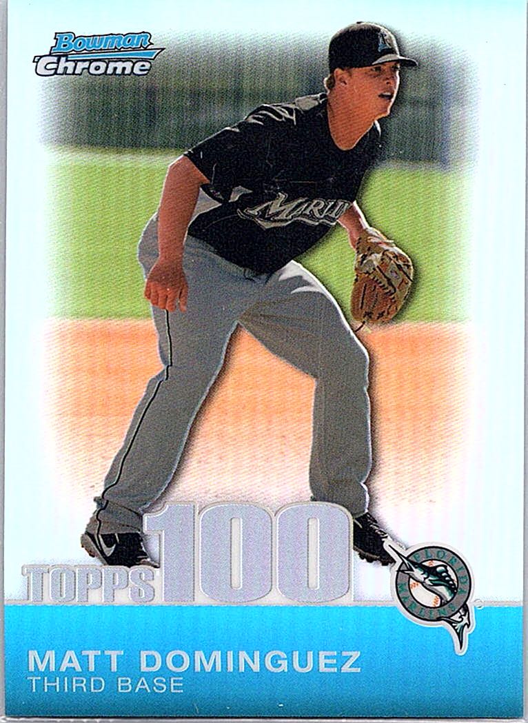 2010 Bowman Chrome - Topps 100 Prospects Refractors Matt Dominguez #TPC57 SN499 front