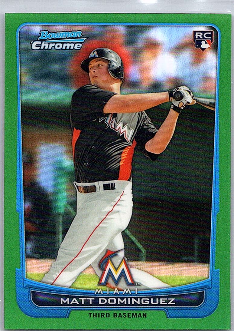 2012 Bowman Chrome - Green Refractors Matt Dominguez #162 RC front
