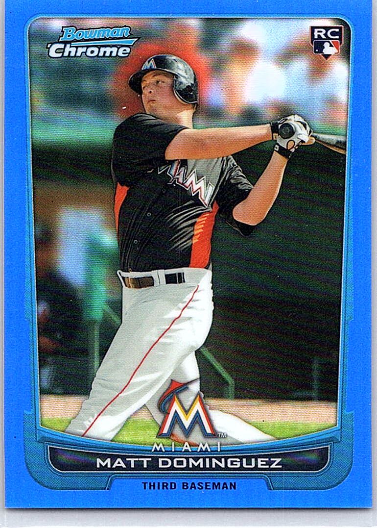 2012 Bowman Chrome - Blue Refractors Matt Dominguez #162 RC, SN250 front
