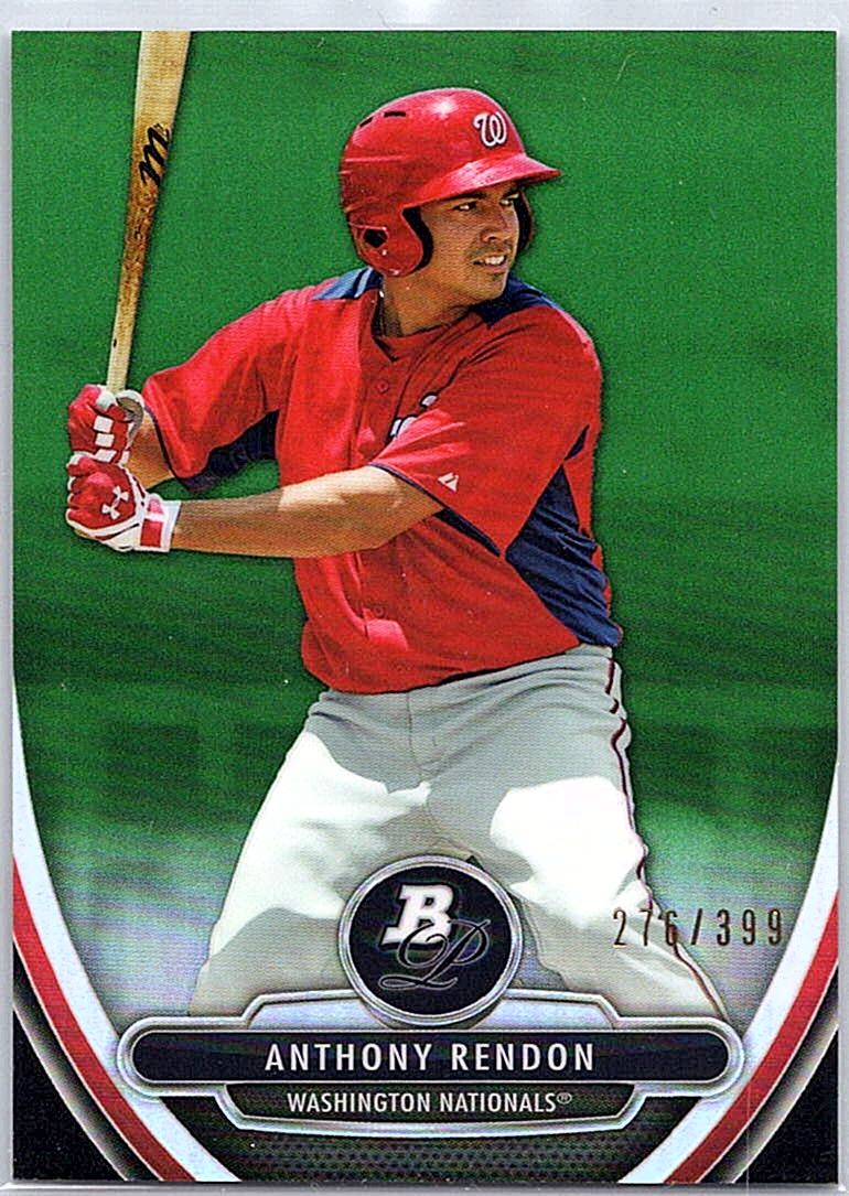 2013 Bowman Platinum - Chrome Prospects Green Refractors Anthony Rendon #BPCP25 SN399 front