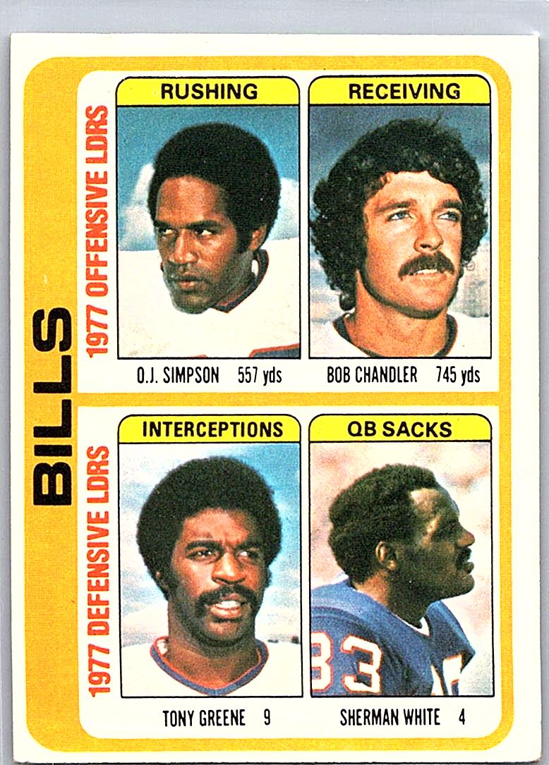 1978 Topps O.J. Simpson / Bob Chandler / Tony Greene / Sherman White #503 front