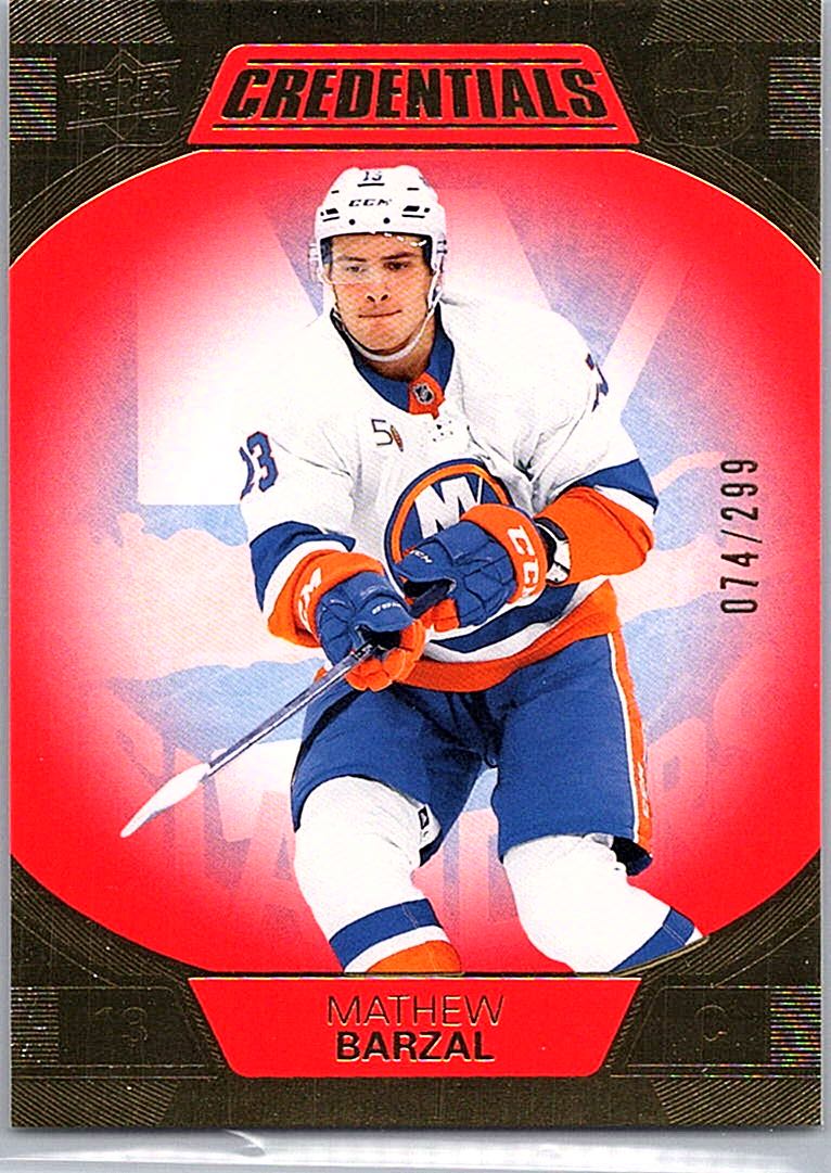 2022-23 Upper Deck Credentials - Red Mathew Barzal #51 SN299 front