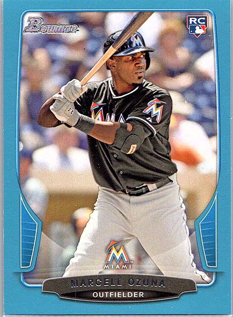2013 Bowman Draft Picks & Prospects - Blue Marcell Ozuna #17 RC, SN500 front