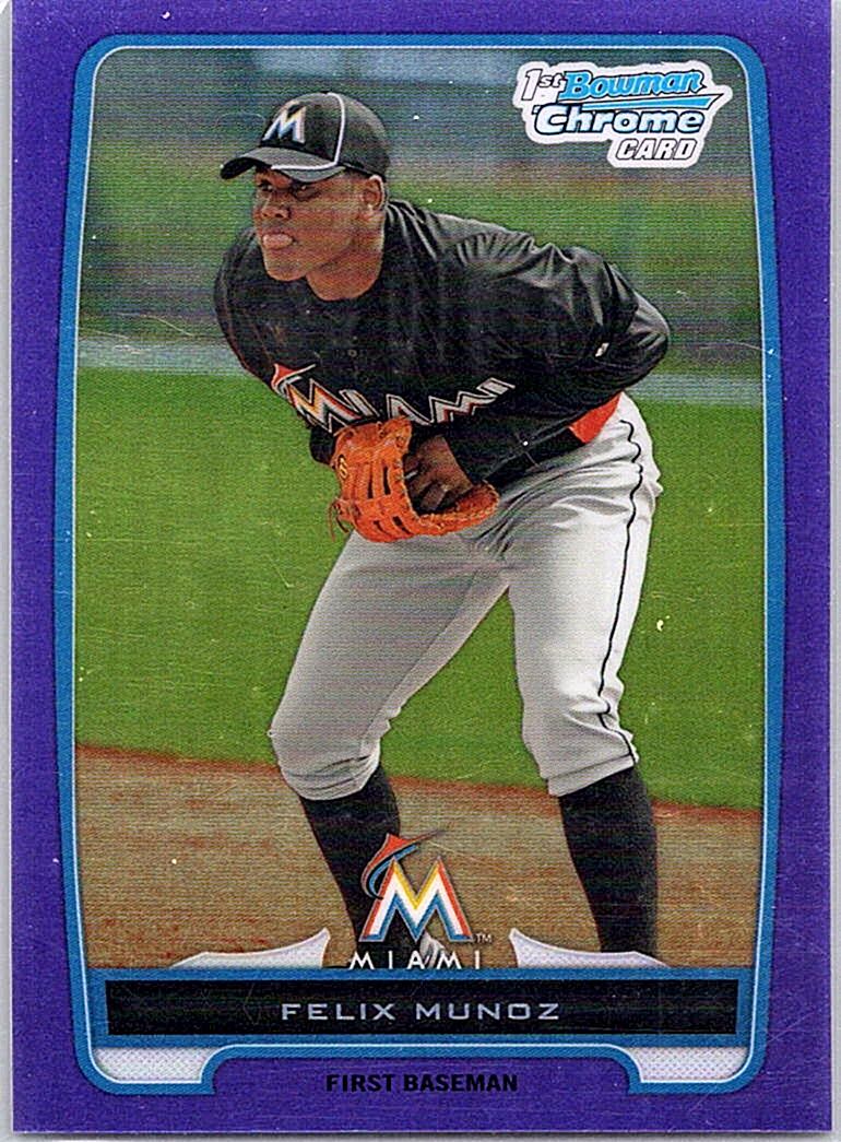 2012 Bowman Chrome - Prospects Purple Refractor Felix Munoz #BCP192 SN199 front