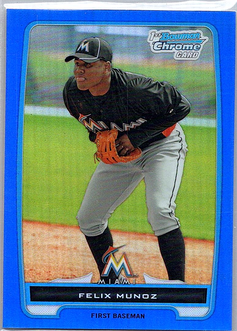 2012 Bowman Chrome - Prospects Blue Refractor Felix Munoz #BCP192 SN250 front