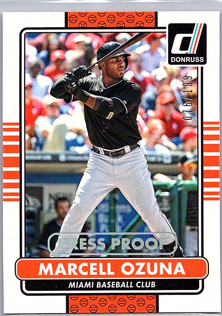 2015 Donruss - Press Proofs Silver Marcell Ozuna #111 SN199 front