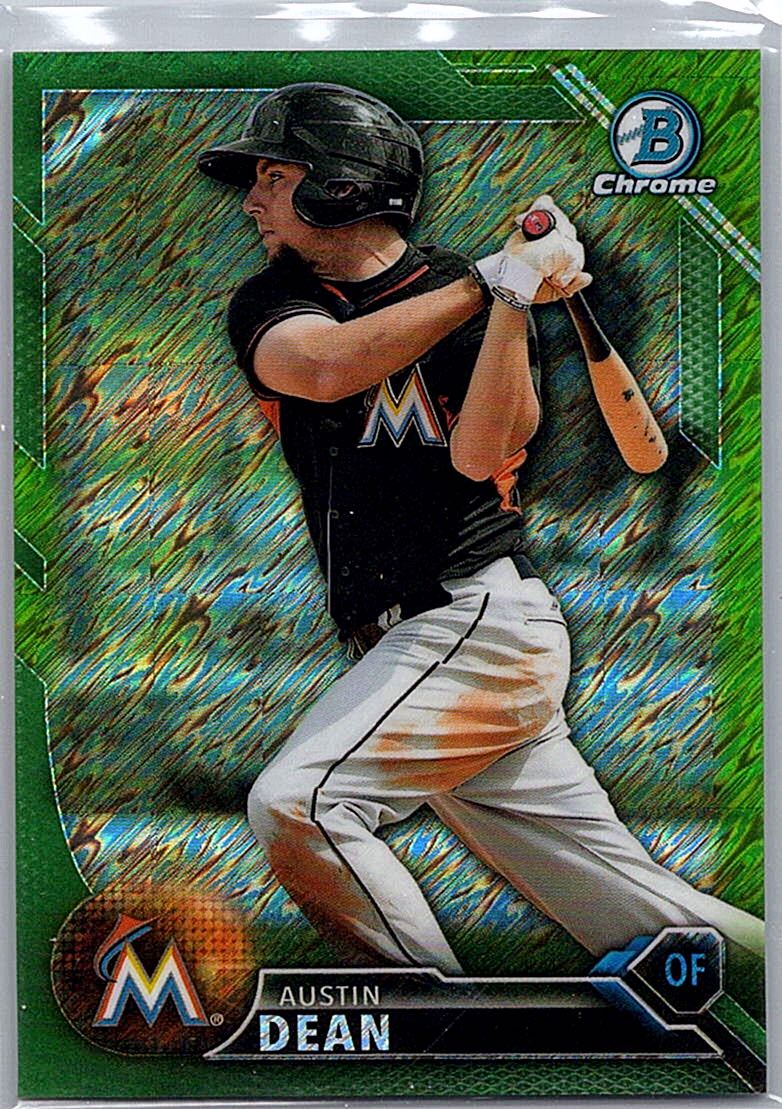 2016 Bowman - Chrome Prospects Green Shimmer Refractor Austin Dean #BCP146 SN99 front