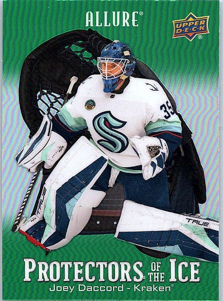 2024-25 Upper Deck Allure - Protectors of the Ice Green Joey Daccord #PI-2 front