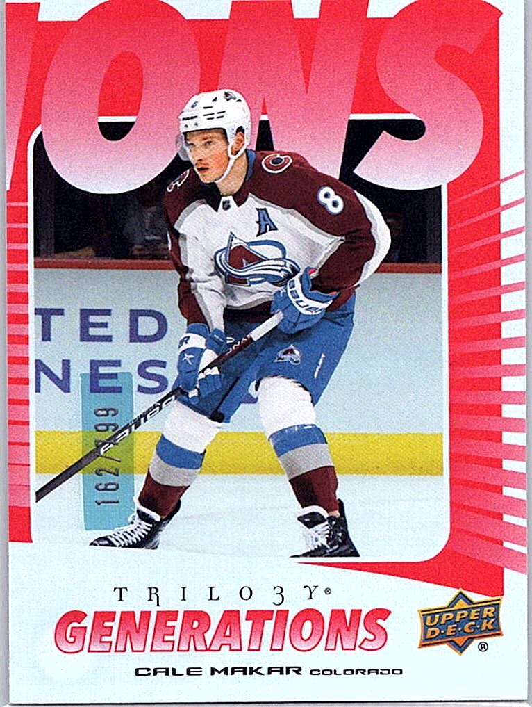 2023-24 Upper Deck Trilogy - Generations Red Cale Makar #TG-11C SN799 front