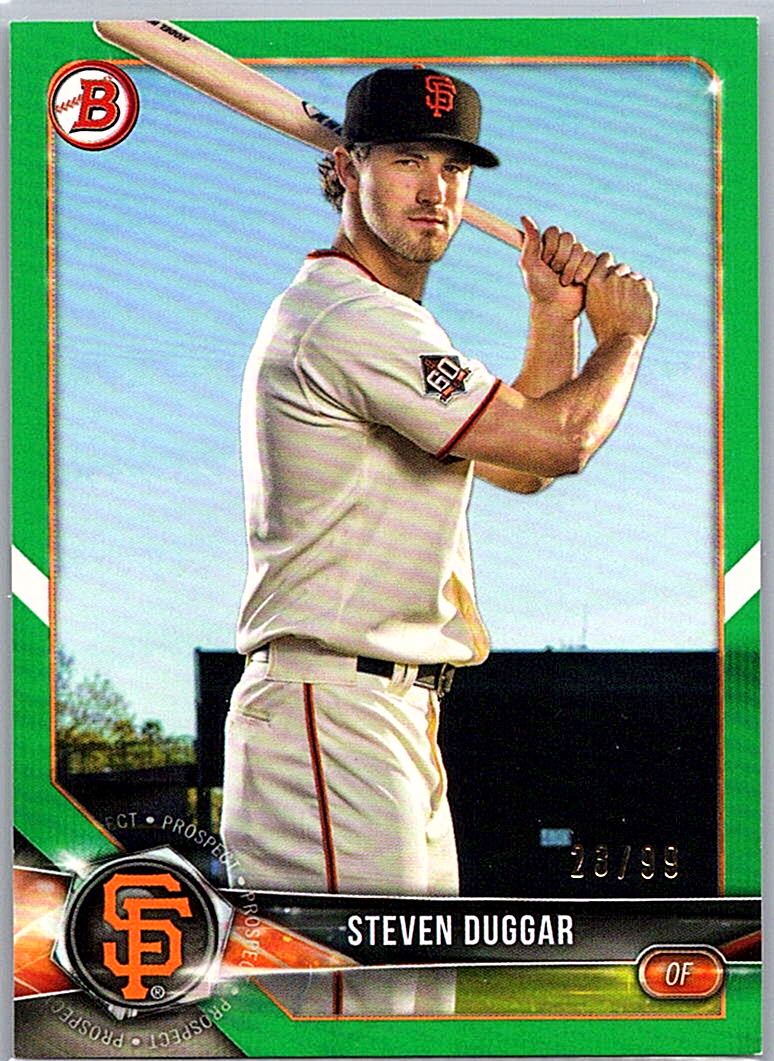 2018 Bowman - Prospects Green Steven Duggar #BP149 SN99 front