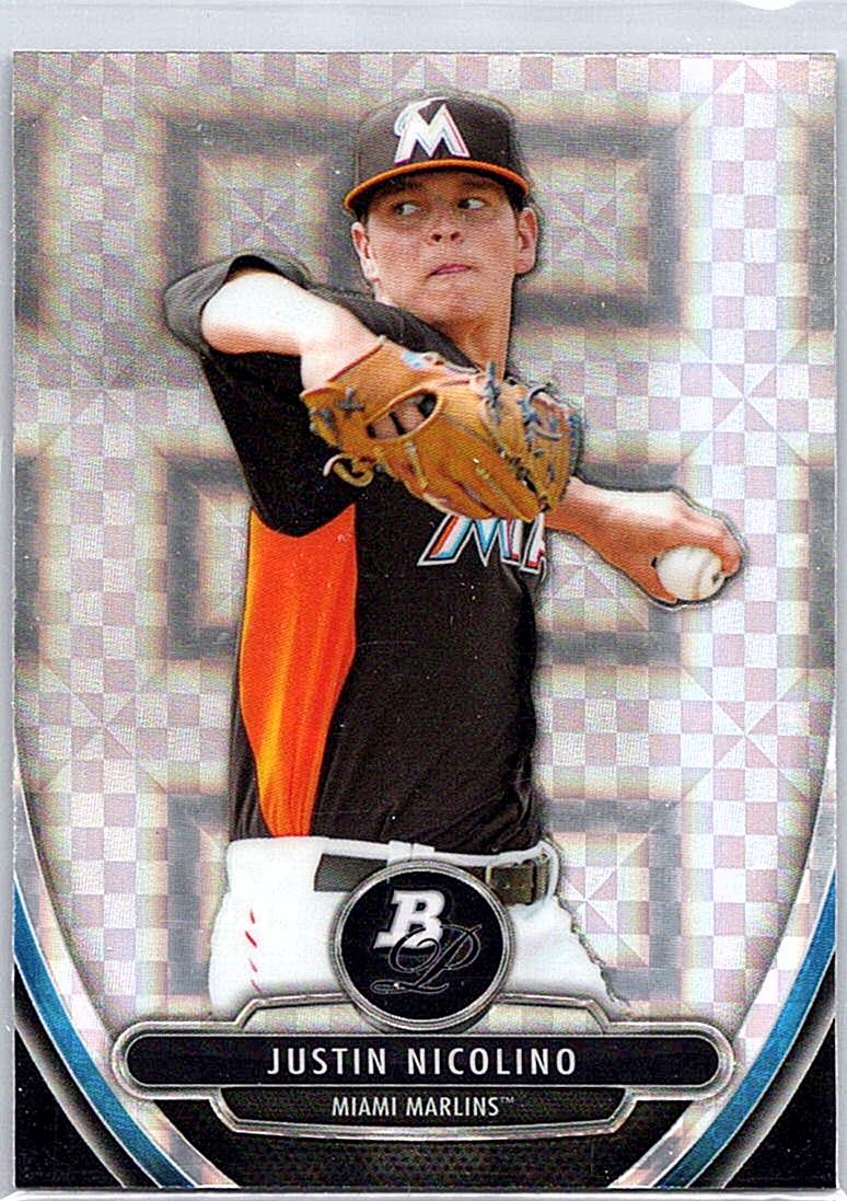 2013 Bowman Platinum - Chrome Prospects X-Fractors Justin Nicolino #BPCP57 front