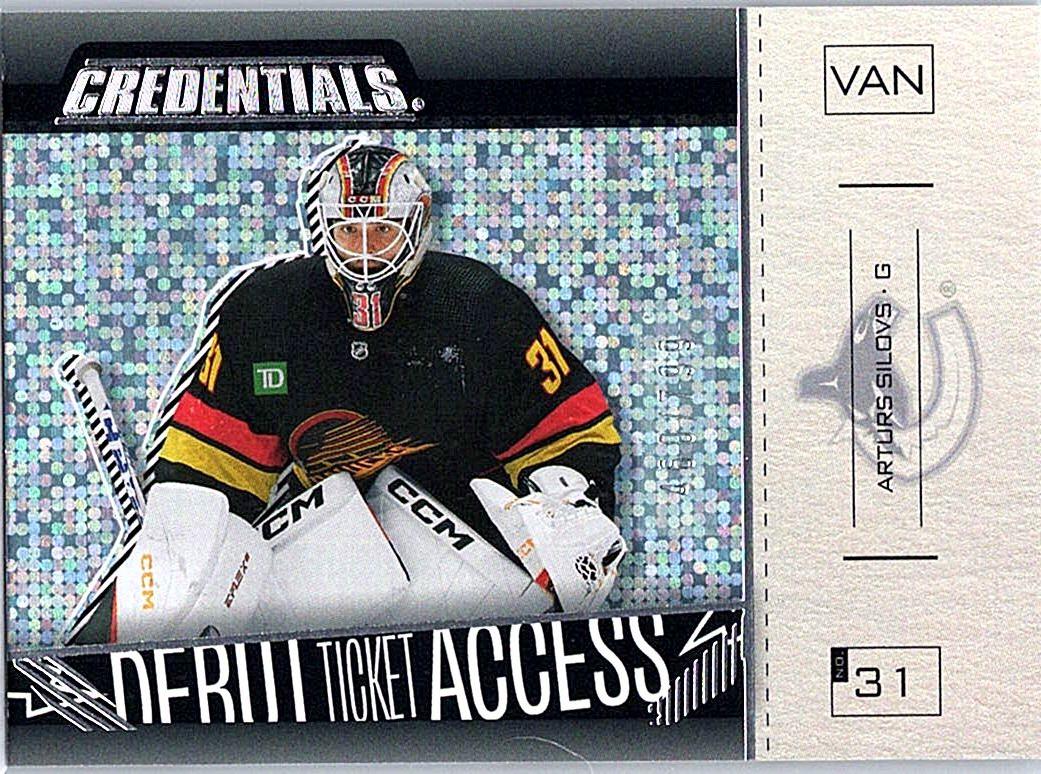 2023-24 Upper Deck Credentials - Debut Ticket Access Horizontal Variation Arturs Silovs #109 SN799 front
