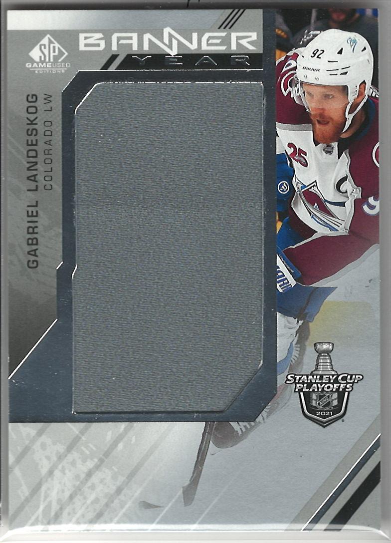 2021-22 SP Game Used - 2021 NHL Stanley Cup Playoffs Banner Year Relics Gabriel Landeskog #BYSC-GL MEM front