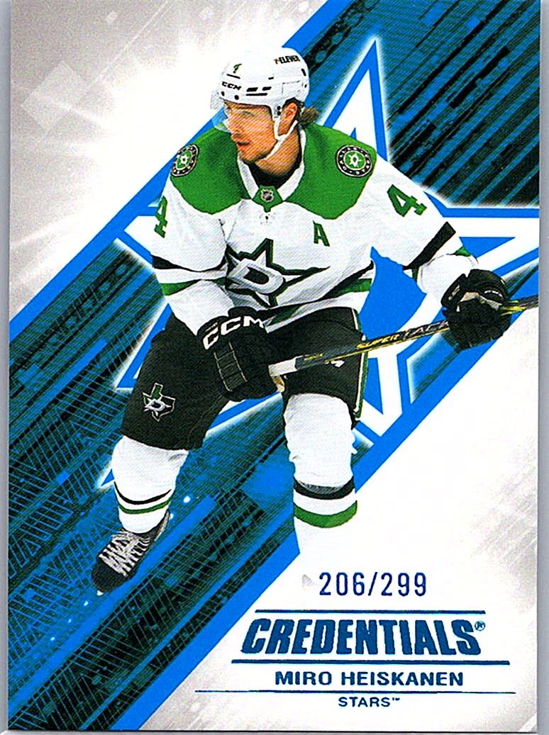 2024-25 Upper Deck Credentials - Blue Miro Heiskanen #4 SN299 front