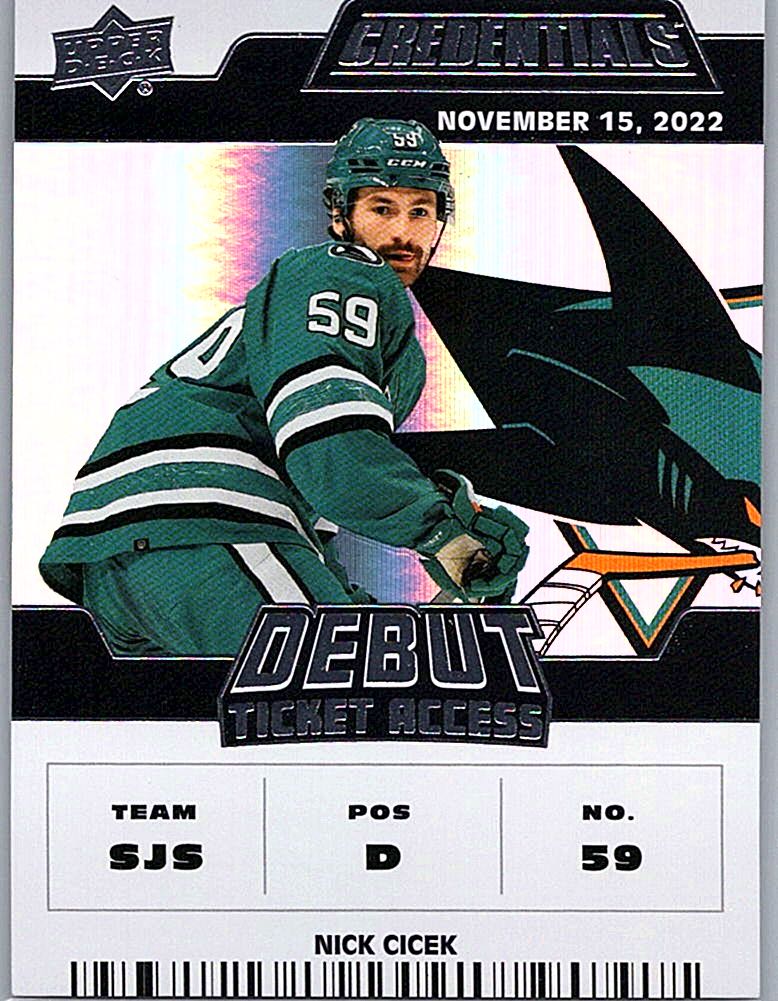 2022-23 Upper Deck Credentials Nick Cicek #132 SN999 front