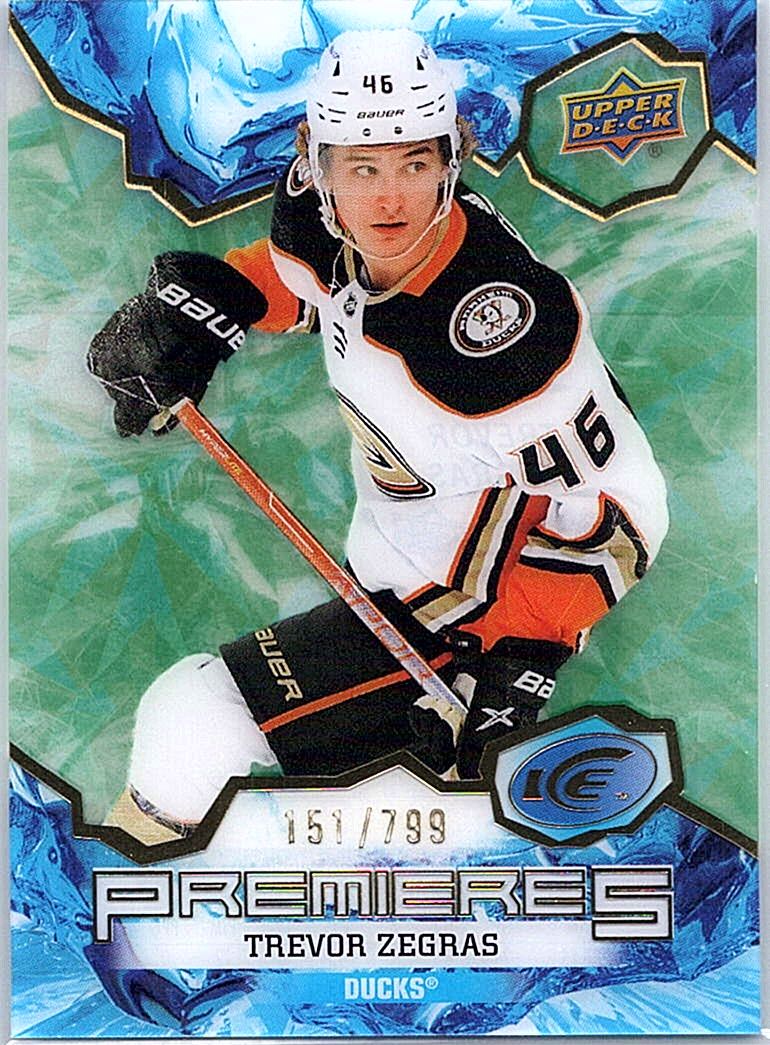 2021-22 Upper Deck Ice - Green Trevor Zegras #247 RC, SN799 front
