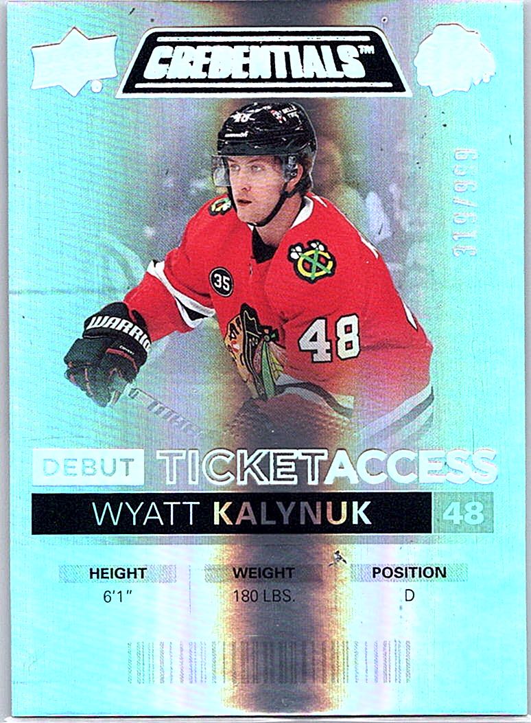 2021-22 Upper Deck Credentials Wyatt Kalynuk #93 RC, SN999 front