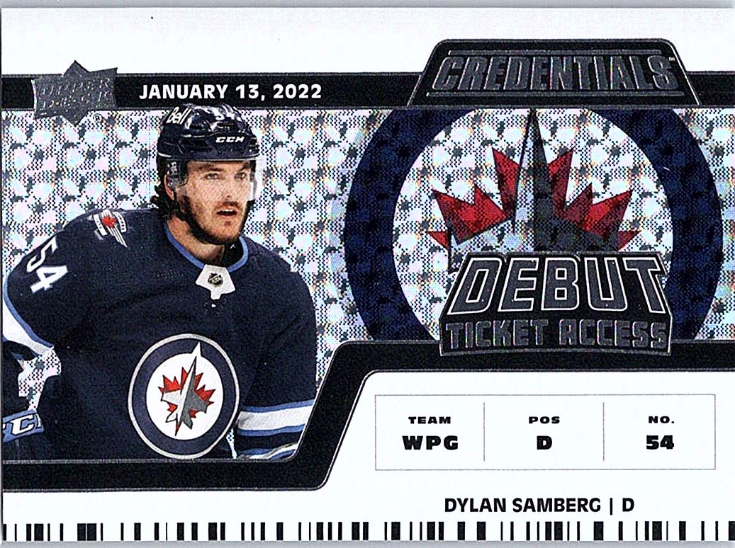 2022-23 Upper Deck Credentials - Horizontal Debut Ticket Access Dylan Samberg #149 SN999 front