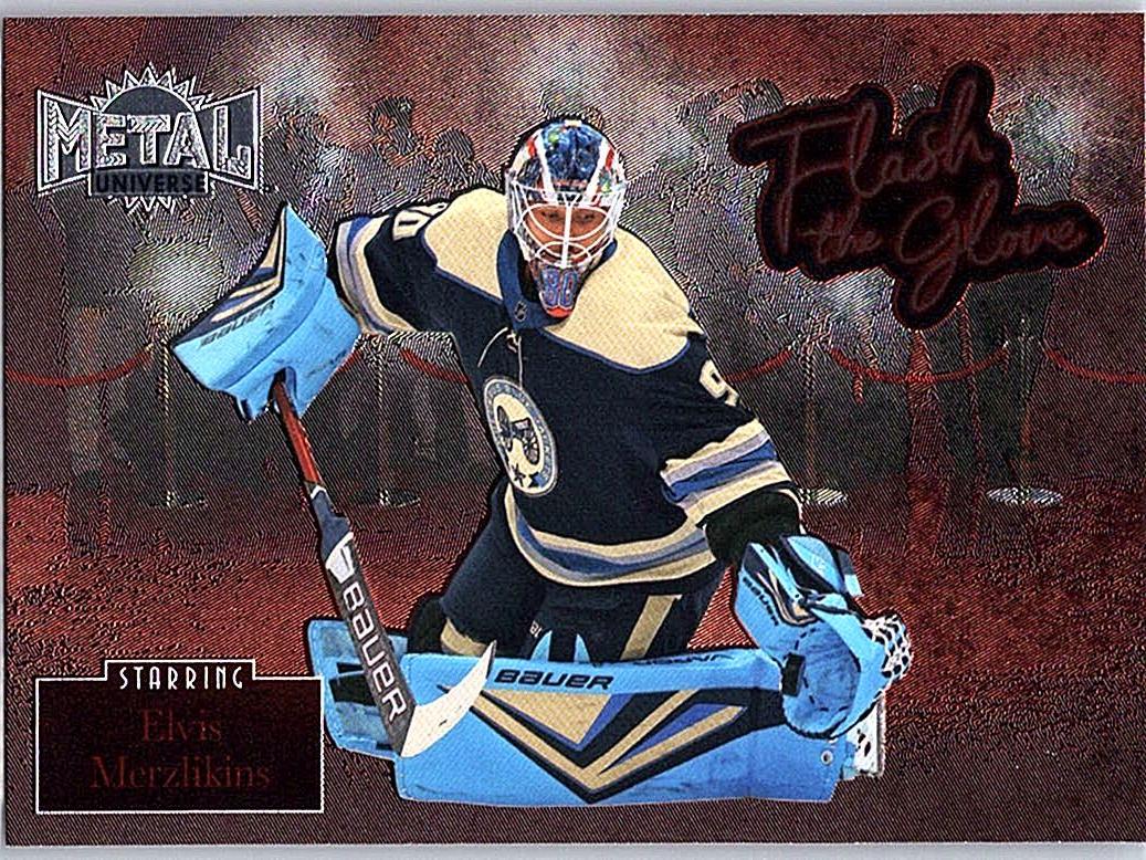 2022-23 SkyBox Metal Universe - Flash the Glove Elvis Merzlikins #FL-20 front