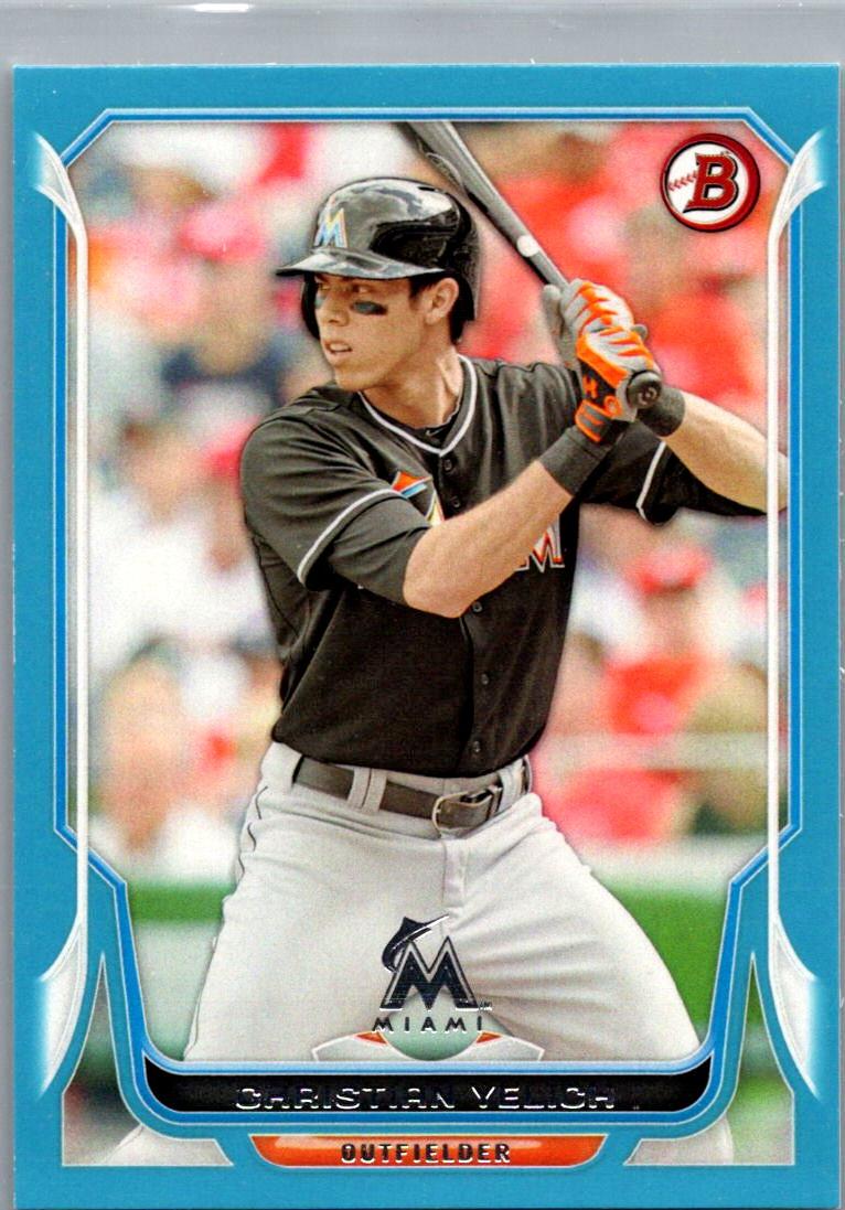 2014 Bowman - Blue Christian Yelich #106 SN500 front