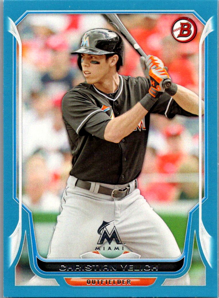 2014 Bowman - Blue Christian Yelich #106 SN500 front