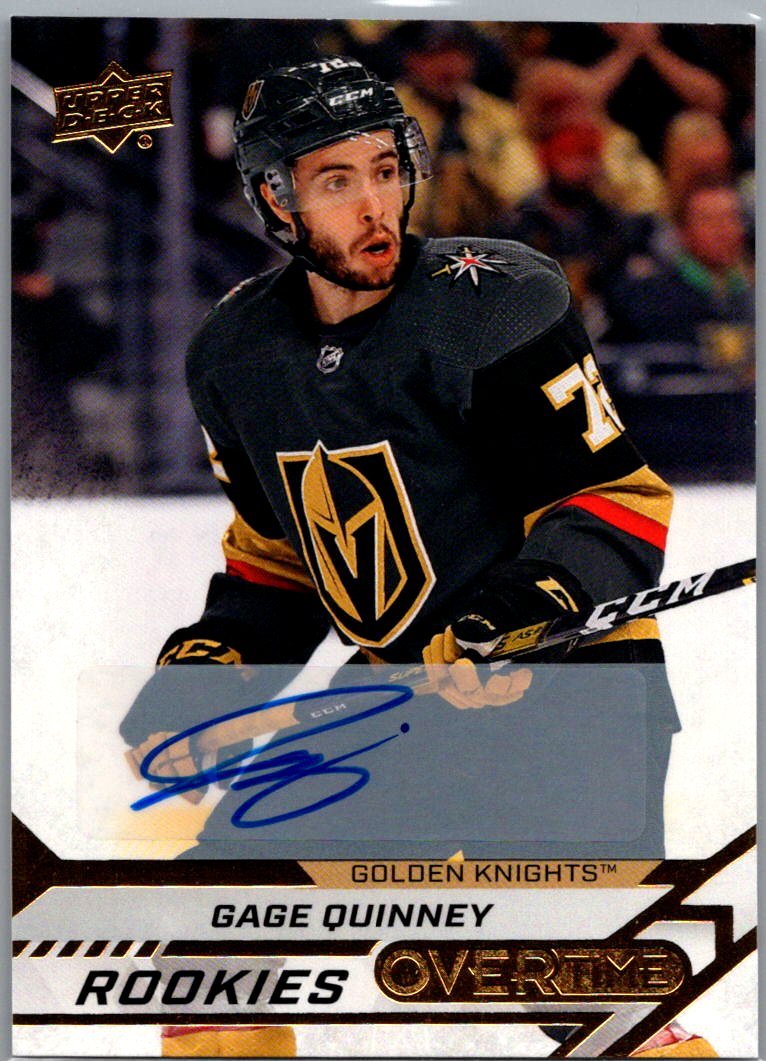 2020-21 Upper Deck Overtime - Gold Foil Autographs Gage Quinney #44 AU front