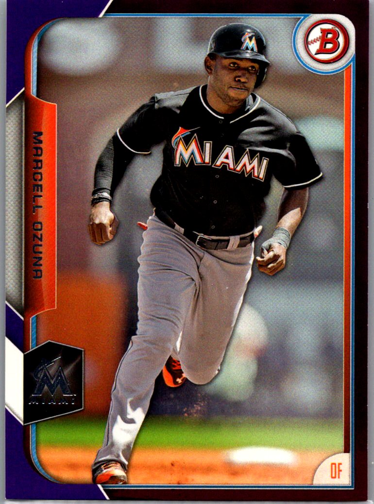 2015 Bowman - Purple Marcell Ozuna #91 SN250 front