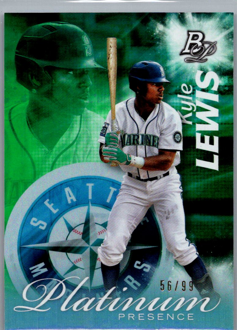 2017 Bowman Platinum - Platinum Presence Green Kyle Lewis #PP-KL SN99 front