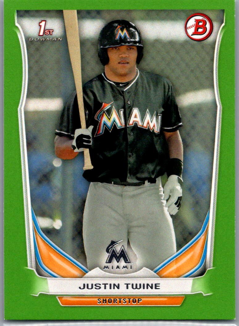 2014 Bowman Draft - Green Justin Twine #DP41 SN75 front