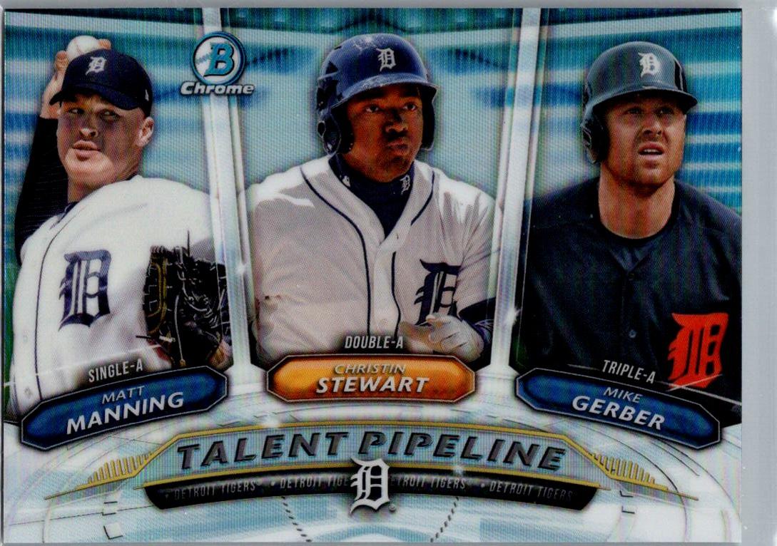 2018 Bowman - Chrome Talent Pipeline Mike Gerber / Christin Stewart / Matt Manning #TP-DET front