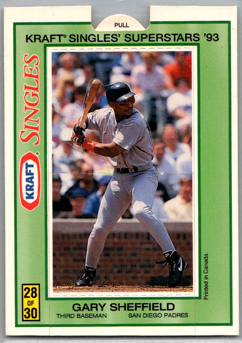 1993 Kraft Singles Superstars Gary Sheffield #28 front