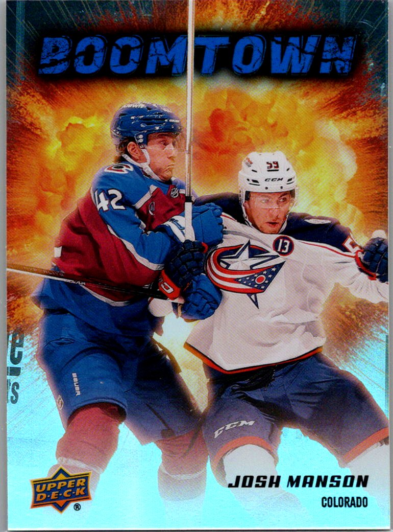 2025-26 Upper Deck - Boomtown Red Josh Manson #BT-9 SN199 front