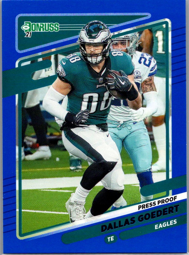 2021 Donruss - Press Proof Blue Dallas Goedert #111 front