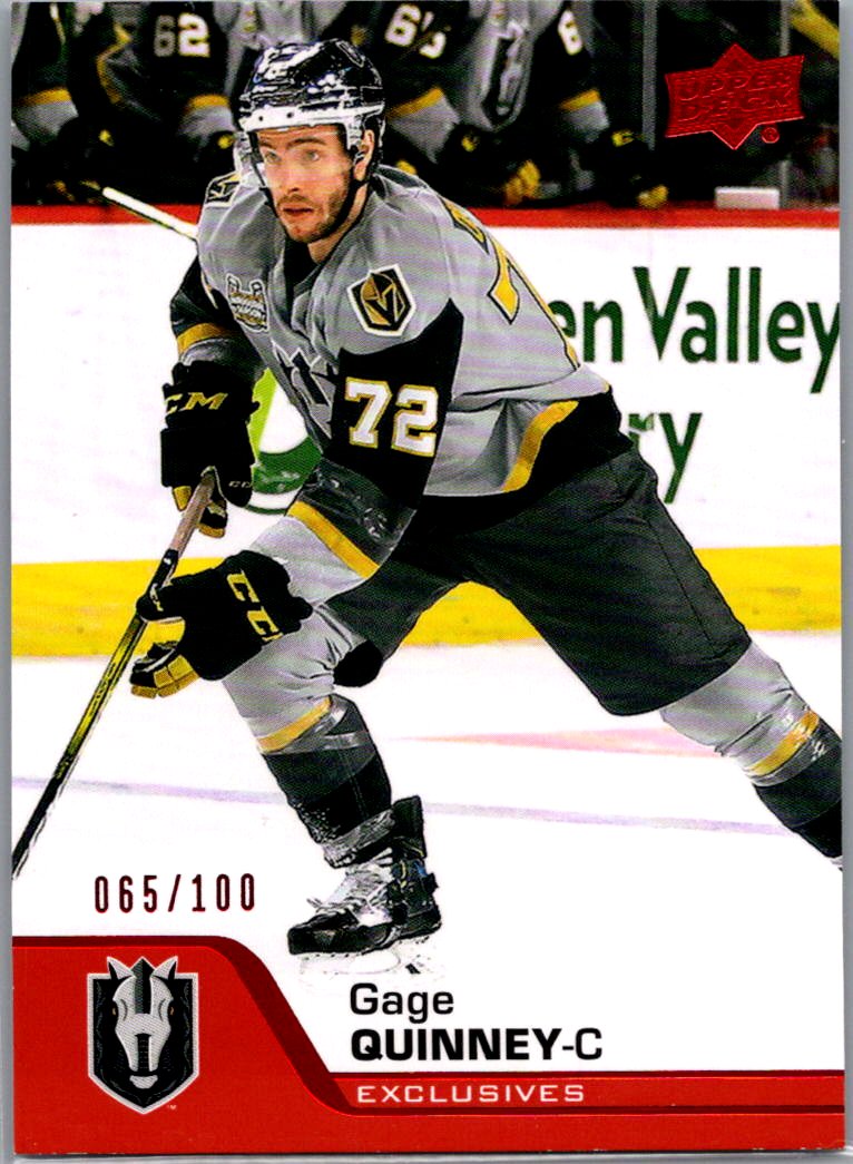2020-21 Upper Deck AHL - UD Exclusives Gage Quinney #21 SN100 front