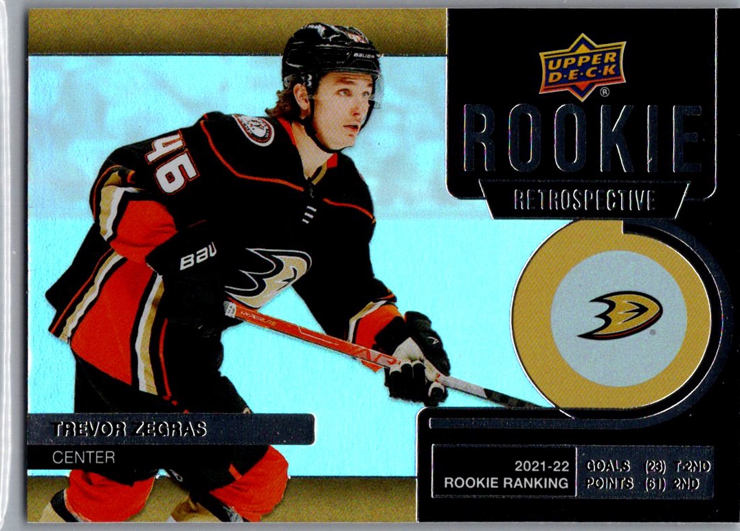 2022-23 Upper Deck - Rookie Retrospective Trevor Zegras #RR-14 front