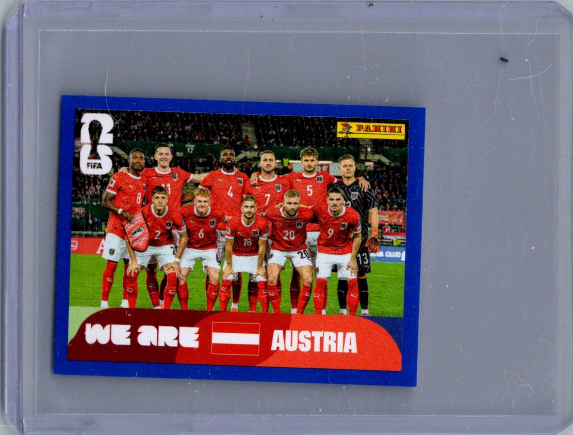 2026 Panini FIFA World Cup Stickers International Edition ("Printed in Italy" Back) Team Photo Blue #AUT13 front
